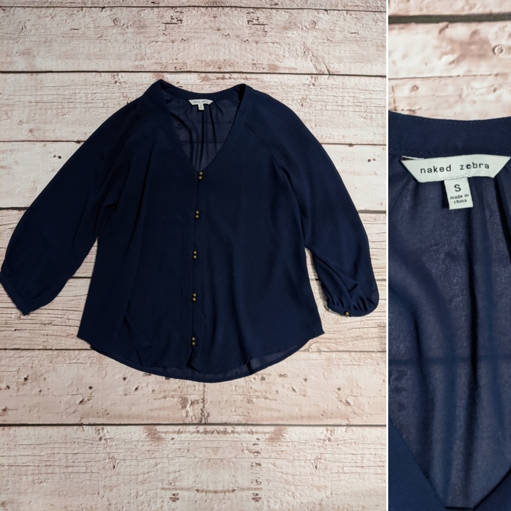 Naked Zebra Navy Blouse